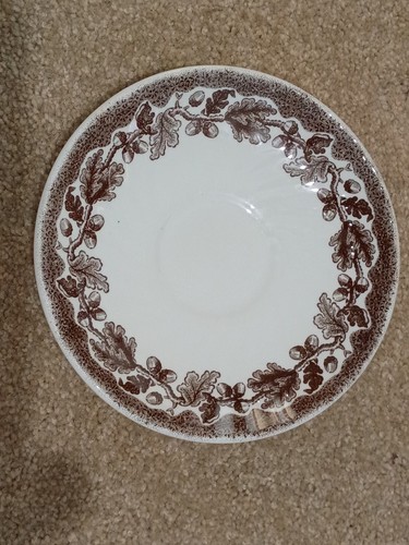 Churchill Country Life Brown Multicolor saucer with an acorn and oak leaf patter