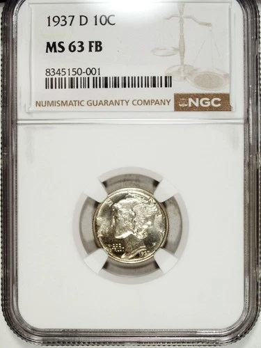 1937 D NGC MS 63 FB Mercury Silver Dime ☆☆ Great For Sets ☆☆ 001