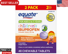 Equate Children's Ibuprofen Chewable Tablets 100 mg Grape Flavor 48 Count 2 Pack