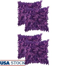 4 PCS 3D Sequin Leaf Decorative Pillow Covers Soft Cushion Case Zip Closure New