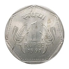 1991 India 1 Rupee Copper-Nickel Coin Republic of India Z3787