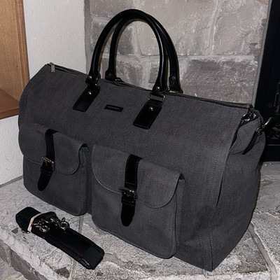 Mint Hook & Albert Canvas Leather 2-in-1 Garment Bag Weekender Duffle 22x13x10