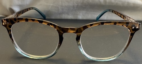 Tortoiseshell Turquoise Blue Rectangular Glasses Frames Unisex 145mm
