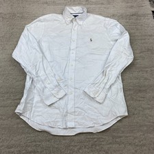 Polo Ralph Lauren Oxford Shirt 16 Large White Gray Flesh Pony Dress Formal 90s