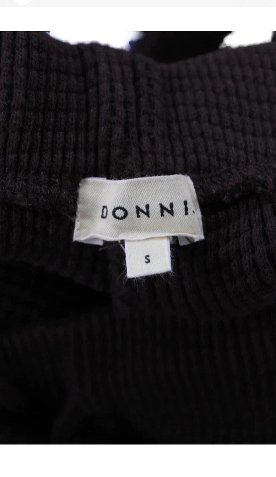 Pantalón Donni SOLDOUT Térmico Recortado Waffle Rayas Marrón Espresso 234 $ Minorista Pequeño Foto 3 de 4