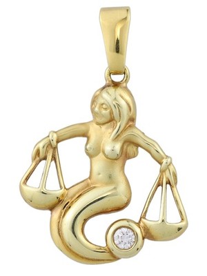 MIAMAR 0907892 Damen Anhänger Waage 14 Karat (585) Gelbgold weiß