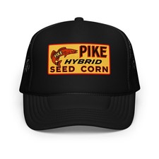 Pike Hybrid Seed Corn Retro Farmer Vtg Fishing Farming Tractor Graphic Print Hat