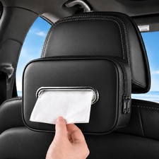 Extra Large Leather Car Tissue Box Holder Visor Headrest Console Black
