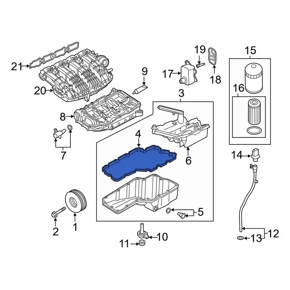 For Audi Q7 2017-2024 Audi 06L103649R Lower Engine Oil Pan Gasket Foto 2 de 4