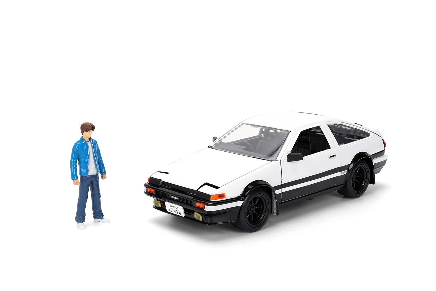 JADA INITIAL D TOYOTA TRUENO AE86 1/24 with TAKUMI FIGURE BLACK / WHITE 34501