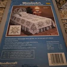 WonderArt Quilt Blocks SNOWFLOWER  18"x18" (17x17 Finished) -Set of 6