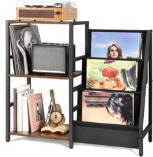 Record Player Stand with 3-Tier Vinyl Storage – Turntable Table Holds Up to 200