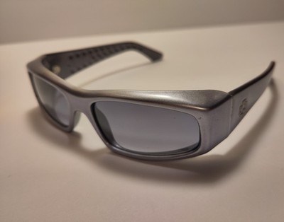 Vintage Spy Optic MC Sunglasses Wraparound Silver Metallic Italy Y2K Nice