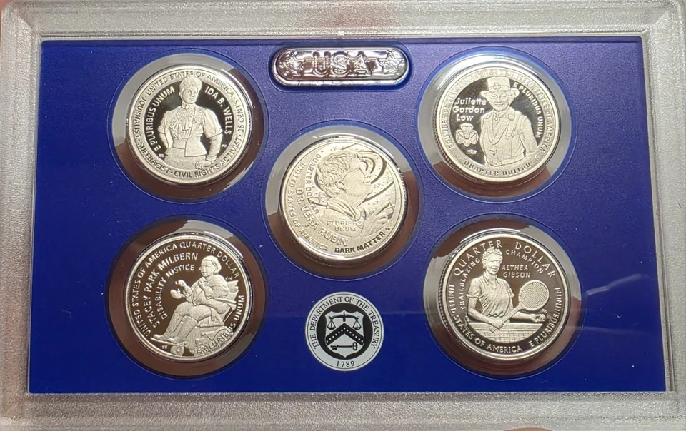 Lot 5x 2025 S Proof Clad American Women Quarters 5 coin Set With Box and COA % - Image 4 of 4