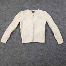 Polo Ralph Lauren Cable Knit Cardigan Kids Girls 5 Ivory Preppy Timeless Sweater