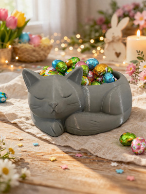 Süße schlafende Katze Bonboniere | 3D-gedruckte Bonboniere | moderner Snackhalter | Gif
