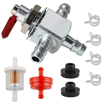 Two-Way Fuel Shut Off Valve 1/4'' Barbs Steel Petcock for Zero Turn Mower & Garde