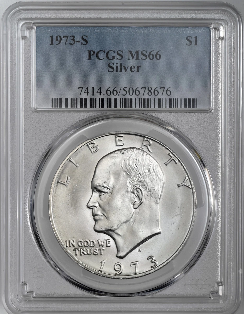 Silver MS 66 Graded 1973 Eisenhower Dollars (1971-1978) for sale