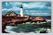 Portland ME-Maine, Portland Head Light House, Antique Vintage Souvenir Postcard