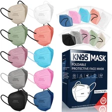 KN95 Face Masks for Adults, 50 Pack 10 Colors Disposable KN95 Masks, 5 Layer ...