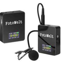 Wireless Lavalier Microphone, Lapel Microphone for DSLR Camera with OLED Display