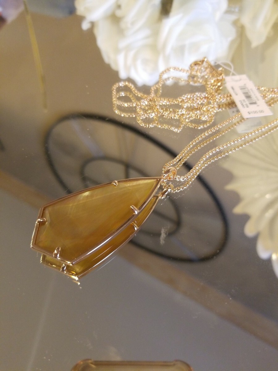 Collier Pendentif Kendra Scott Carole - Nacre Brun, Plaqué Or Rose 14k - Longueur 30 Pouces - Neuf Avec étiquettes