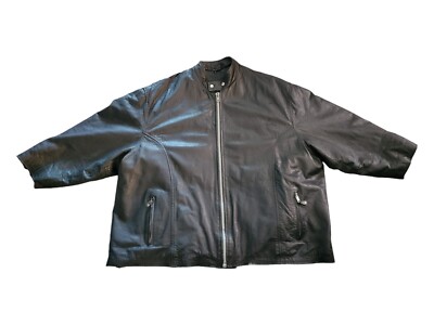VTG Hudson Leather Black Moto Biker Motorcycle Jacket Size 56 W/ Removable  Liner