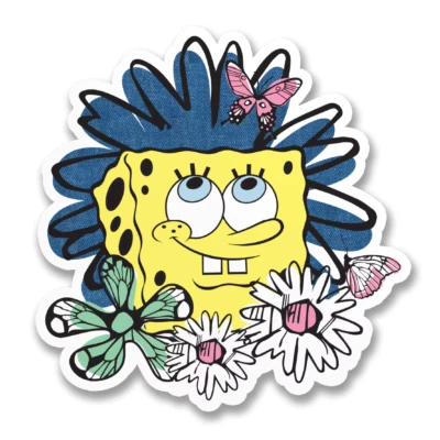 Spongebob Squarepants Schwammkopf Flowers Blumen 10cm Sticker Aufkleber - Bild 1 von 2