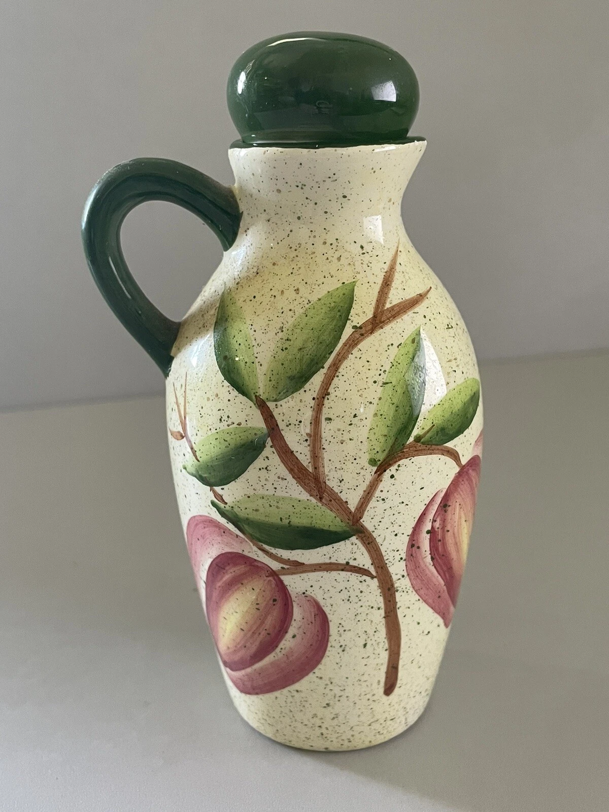 Ceramic Flora and Fruit Design Bottle for Oil or Vinegar (H 6")