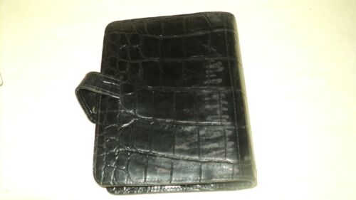 VINTAGE MULBERRY BLACK LEATHER CROC PRINT ORGANISER FILOFAX AGENDA *COMPARTMENTS - Picture 5 of 6