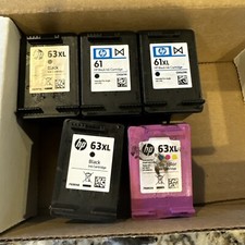 Lot of 5 HP 63 63XL Black Tri-Color EMPTY Ink Cartridges USED