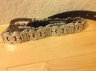 Vintage 90\'s Cowgirl Brighton Silver Metal Buckle & Leather Belt Size 36 Vintage 90 main image 4
