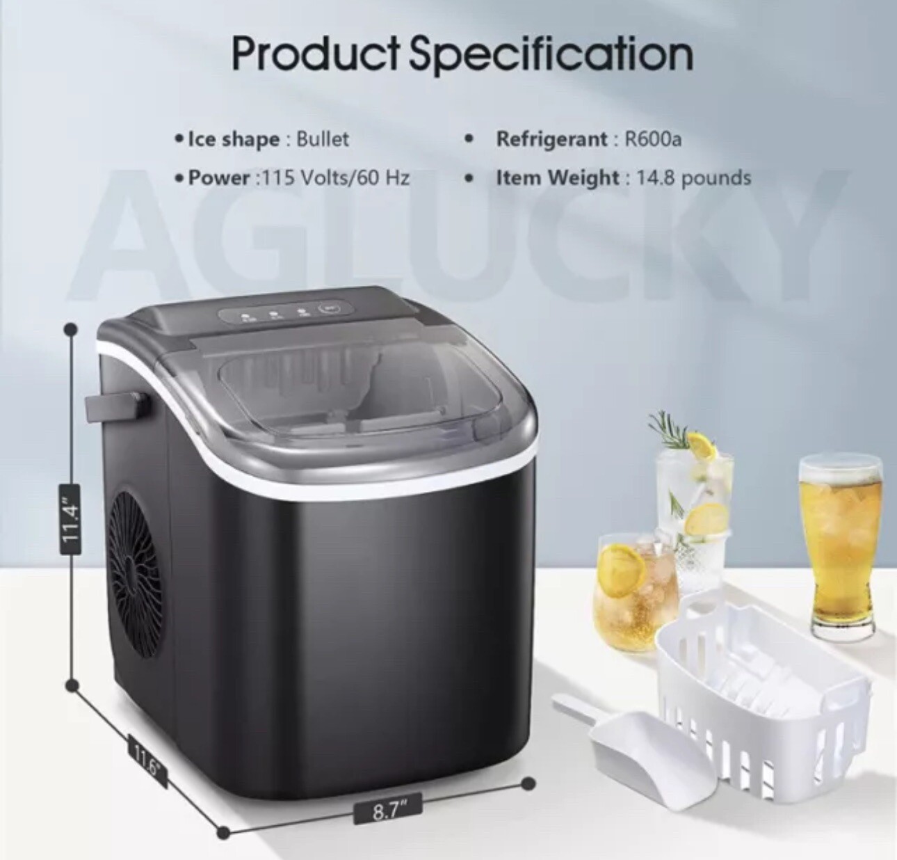 Portable Ice Maker for Countertop, 6 Mins 9 Ice Cubes, 26lbs Ice/24H, Self-image
