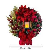 Christmas Wreath Lamp Ball Red Flower Navidad Wall Door Window Fireplace 2024