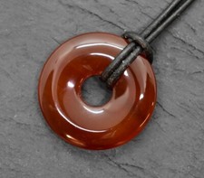 CARNEOL EDELSTEIN-DONUT ✦Originalfoto✦Ø 30 mm✦Anhänger mit Lederband ☯︎D7