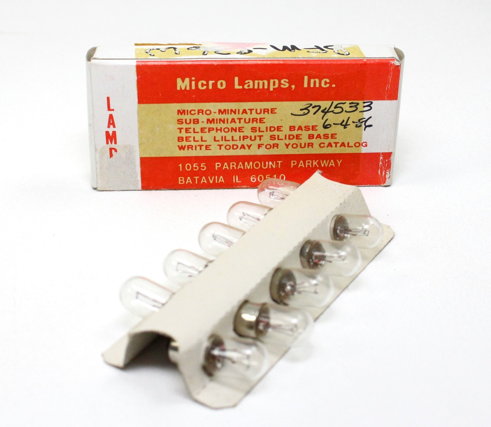 Box Of 10 Still New ML 1873 Long Neck Clear Bulbs, 28V / Micro