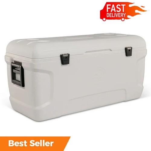 Heavy Duty 150-QT Insulated Hard Side Cooler White Portable Beach Camping Cooler