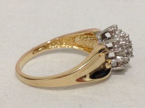 Vintage SIGNED M 10k Yellow & White Gold Diamond Cluster SIZE 7 RING 2.8 GRAMS - Picture 4 of 11