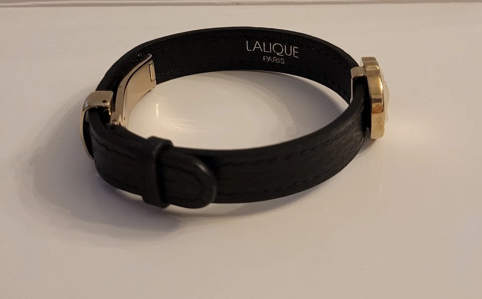 Lalique Crystal Bracelet PSYCHE On Black Calf Leather Strap - Image 4 of 4