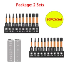2 Sets (20pcs/set ) Impact Hex Head Allen Wrench Drill Bit Set Assorted Sizes Up