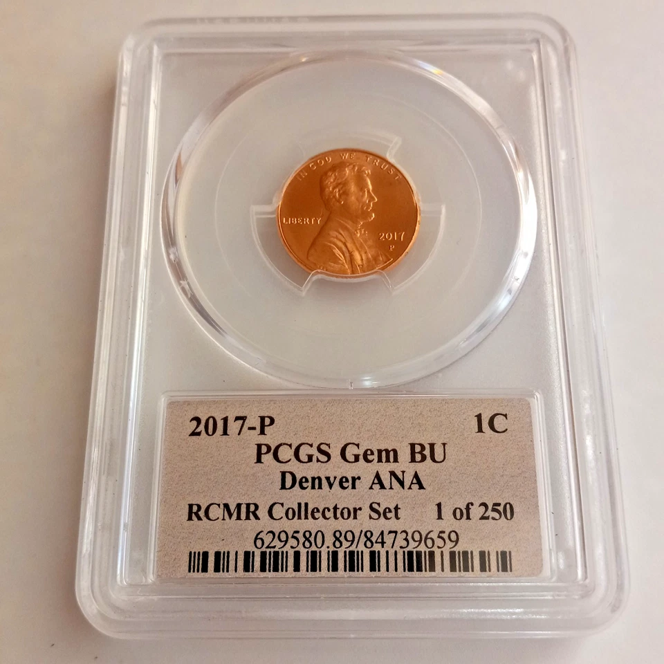 2017-P Lincoln Cent PCGS Gem BU Denver ANA RCMR Sig. Conjunto de colecionador - Pop Of 250! - Imagem 4 de 4