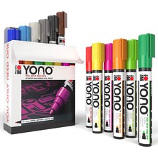 Marabu YONO Acrylic Paint Markers 12 Pen Set 3mm Multi-Surface Art Pens