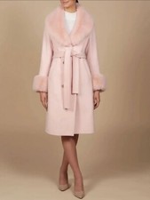 Stunning Pink, Faux Fur, Cashmere, And Wool Women's Coat In Size Medium