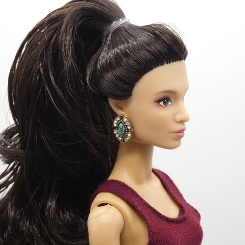 Fashion Royalty Barbie Doll Earrings Turquoise Oval Stones Rhinestone Studs Teal - Picture 4 of 10