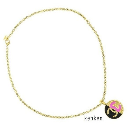 CHANEL Necklace Pendant choker Chain AUTH kenkenjp Gold PINK Medal Coin Circle - Picture 4 of 18