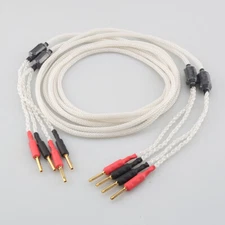 16 cores Soft Pure Silver Single wire Hifi Speaker Cable Viborg Red Copper Plug
