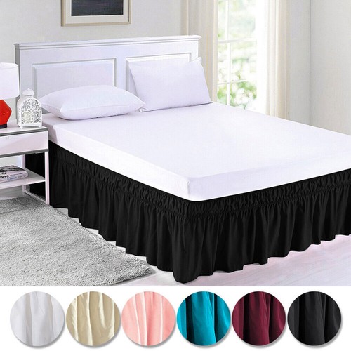 Twin Size Pleated Bed Skirt Bedding Dust Ruffle Elastic Bed Frame Cover 15" Drop - Picture 2 of 17