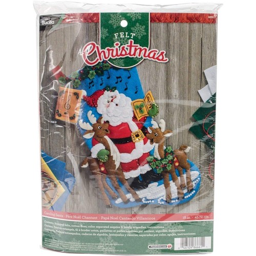 Bucilla 18 Pollici Calza Natalizia Feltro Applique Kit 86661 Carolling Babbo Natale - Foto 2 di 3