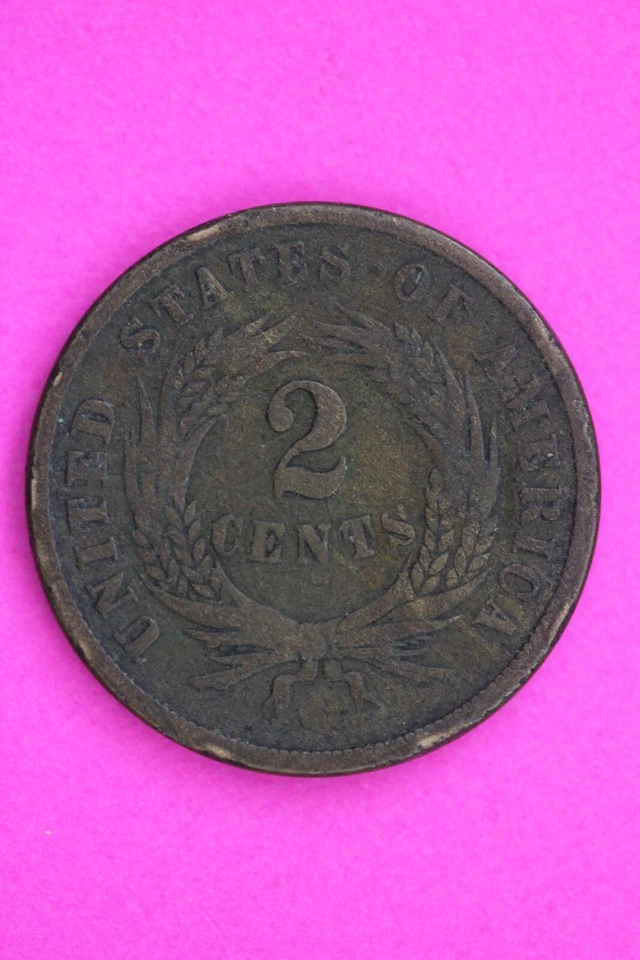 1864 Two 2 Cent Coin Civil War Guaranteed Authentic & Genuine Free Shipping 1331 - Image 2 of 3