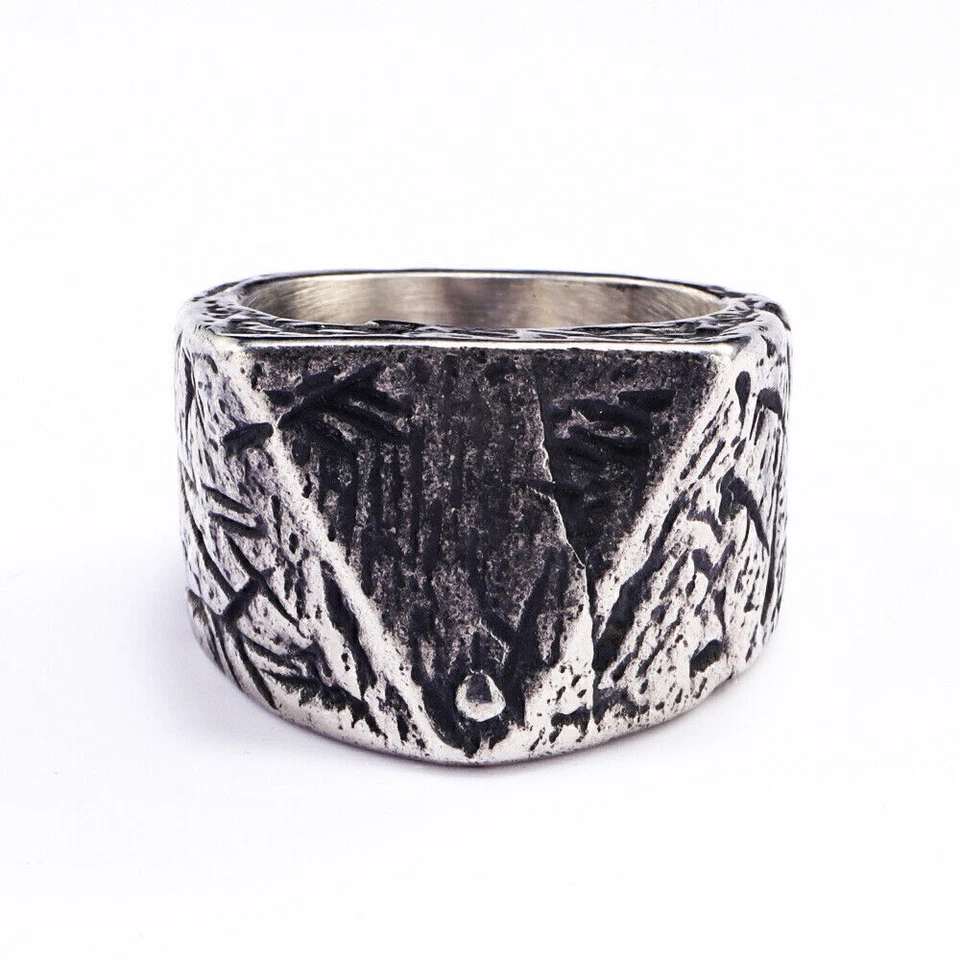 New Retro Triangle Vintage Wedding Signet Ring Stainless Steel Men's Boy's Ring - Image 3 of 4
